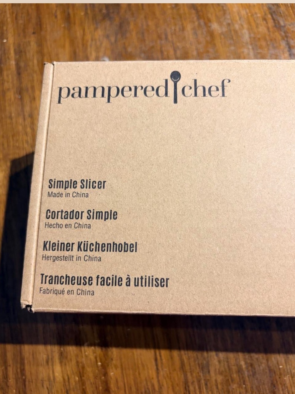 Pampered Chef Simple Slicer - Brown Cardboard Packaging
